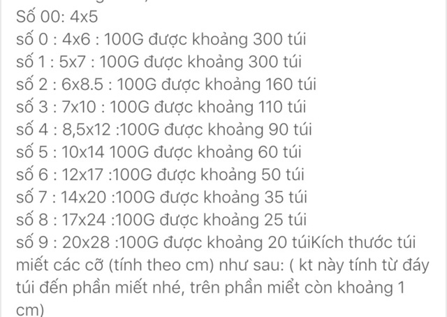 100 gram túi zip các loại