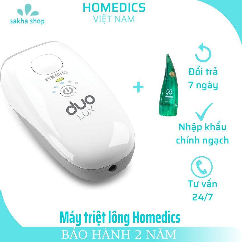 Máy triệt lông cá nhân vĩnh viễn Homedics HH-390 cảm biến màu da, máy tẩy lông cá nhân mini tại nhà hiệu quả, spa tại nhà, sakha shop