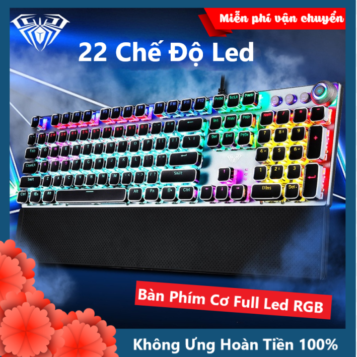 Bàn Phím Cơ Chơi Game FZ508 Pro Phiên Bản Viền Crom Có 22 Chế Độ Led RGB Full Size 104 Phím Tặng Kê Tay Tương Thích Máy Tính PC Laptop Dành Cho Game Thủ Cao Cấp