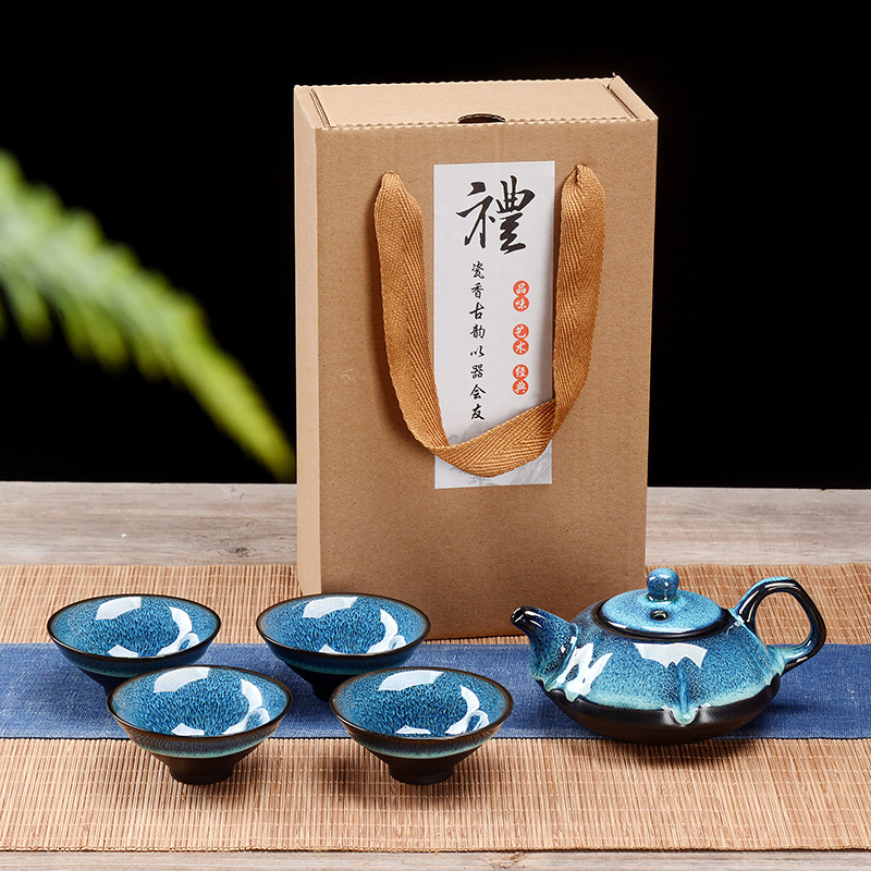 Bộ ấm trà Men Hoả Biến mẫu 4 chén,6 chén