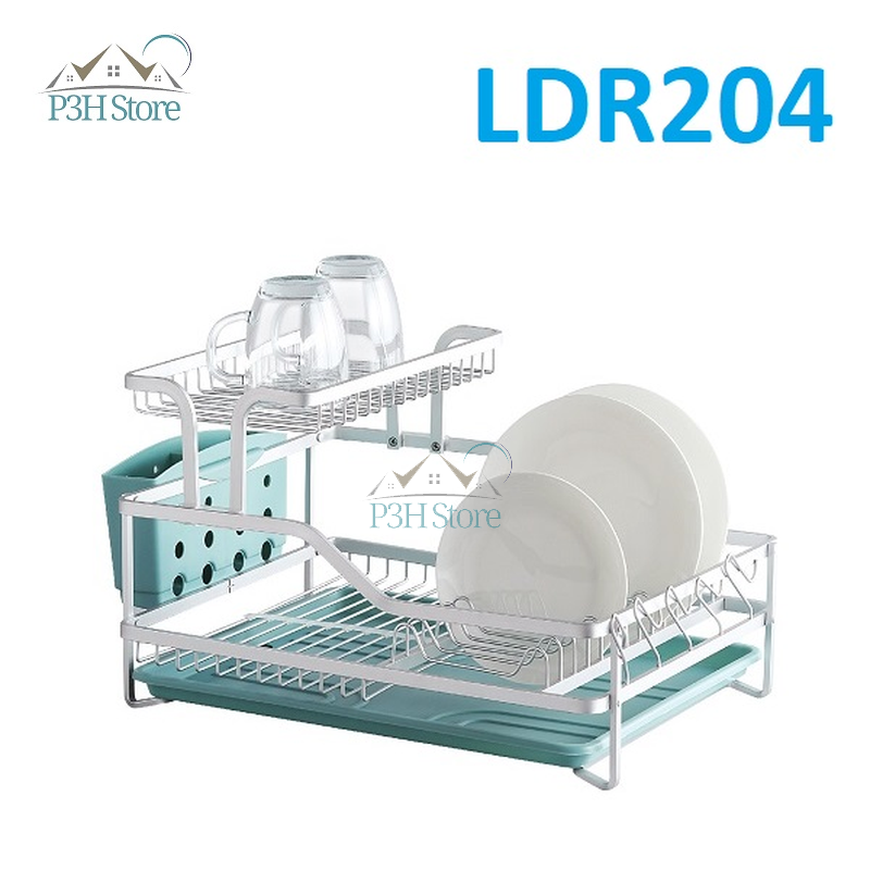 Kệ chén dĩa 2 tầng Lock&Lock chất liệu nhôm nhẹ chắc chắn LDR204 LDR207GRY - Lắp đặt dễ dàng kệ có độ cao vừa phải thuận tiện sắp xếp chén bát muỗng đũa