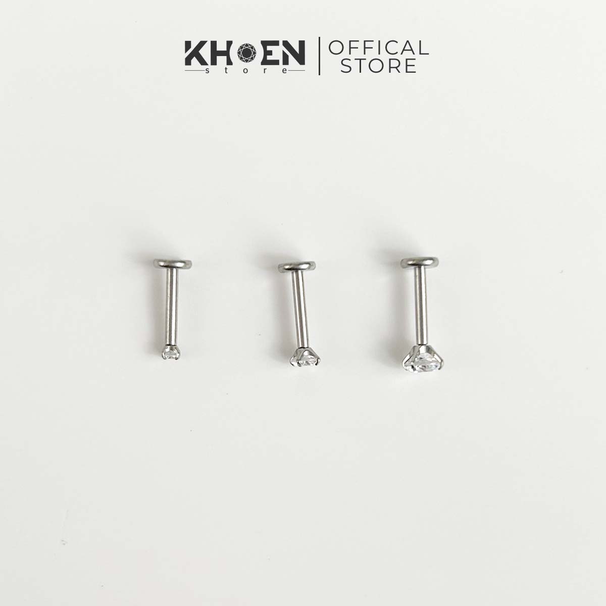 (1 Chiếc) Khuyên Chân dẹp Đá - Titan - Khoen Store