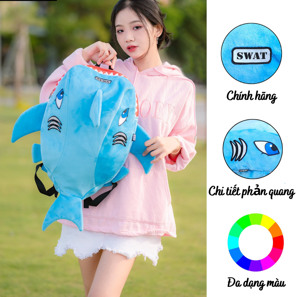 Balo cá mập SWAT vải nhung màu xanh dương