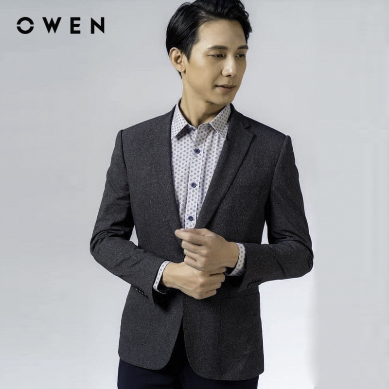 Owen - blazer regular fit bl231485 màu ghi chất liệu nano