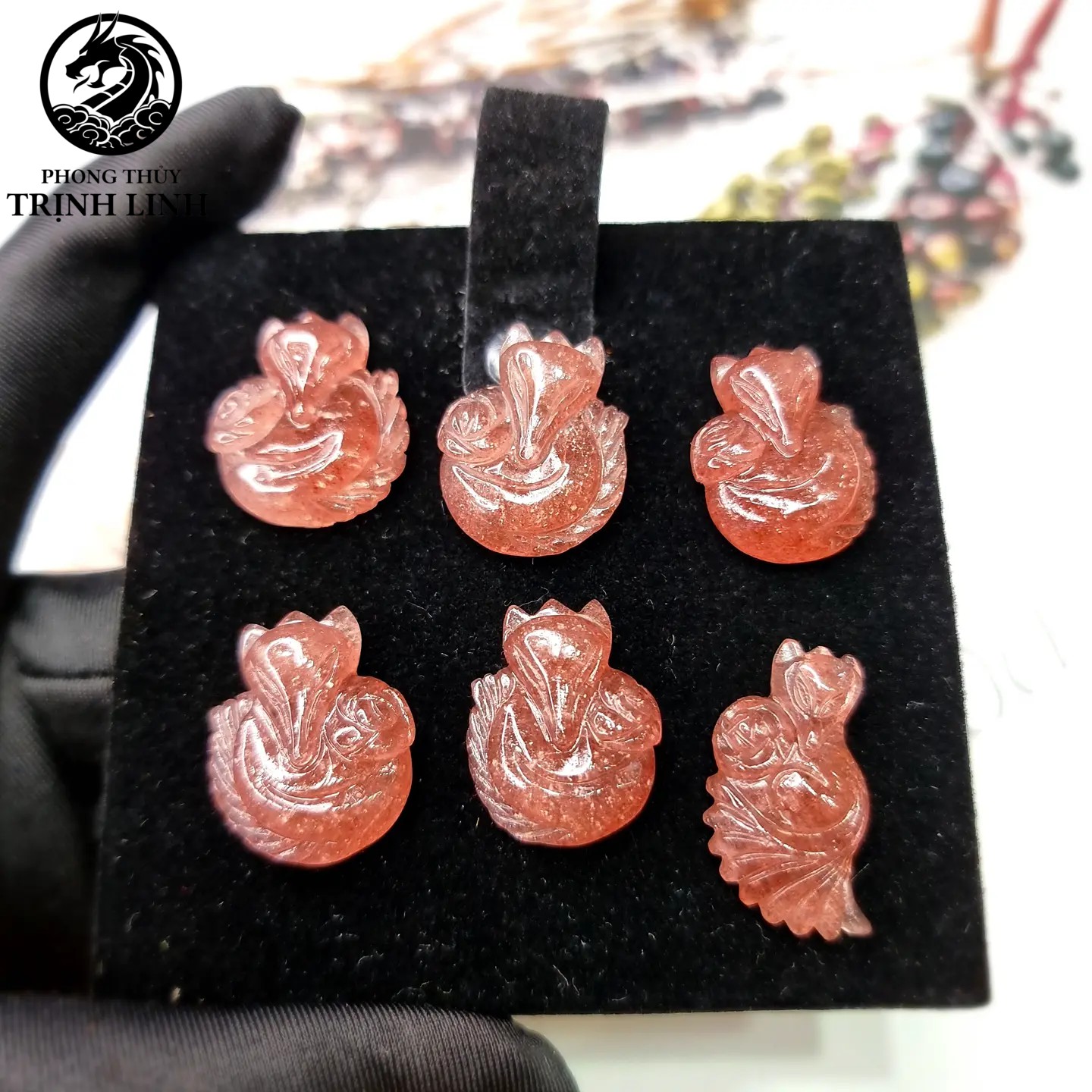 VÒNG CỔ CỬU VỸ HỒ LY THẠCH ANH DÂU (LOẠI ĐẸP)
