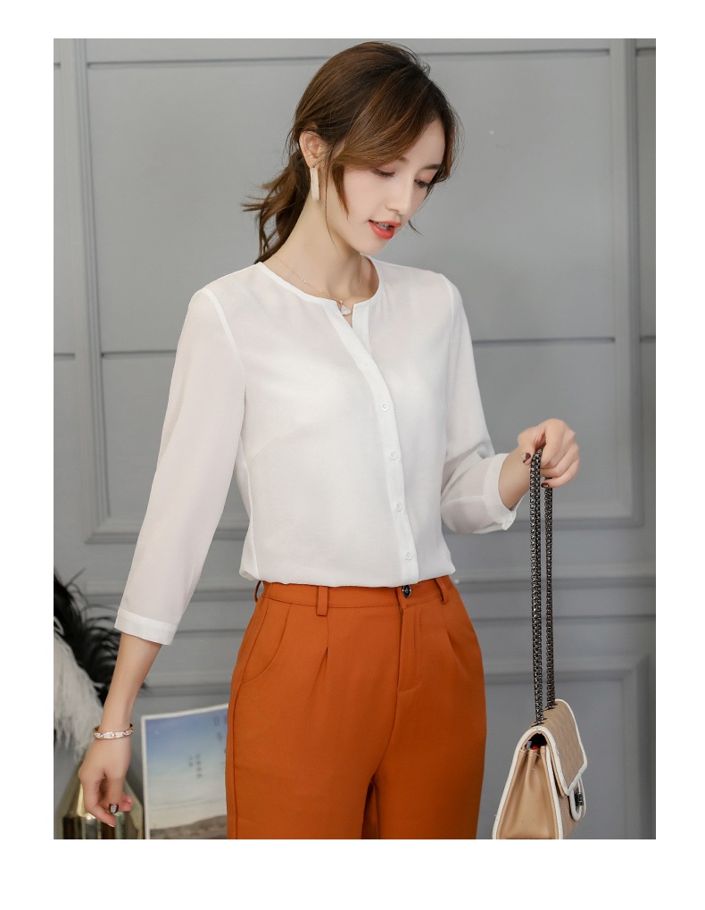 Áo sơ mi nữ Công Sở Kiểu Cổ Tròn Tay Lỡ Cài Nút