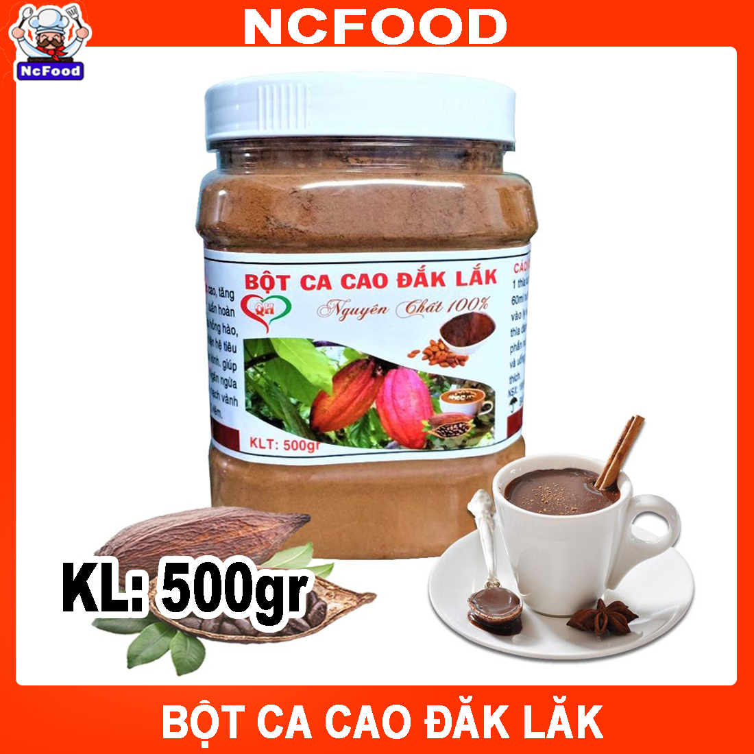 Bột Ca Cao Nguyên Chất 100% Đak Lak 500gr