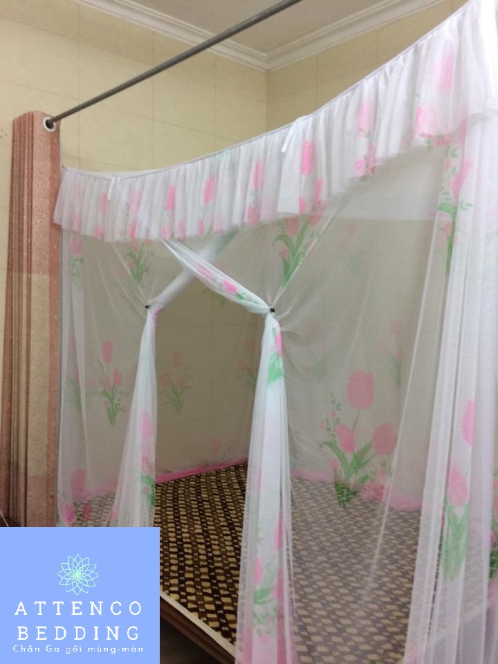 Mùng Dây Tuyn Hoa Hồng - xanh| Màn Thủ Đô 10/10 Cao 2M Màn Chân Cao (Size1M2-1M6-1M8-2Mx2M2)Bảo Hành 1 Đổi 1 Trong 7 Ngày