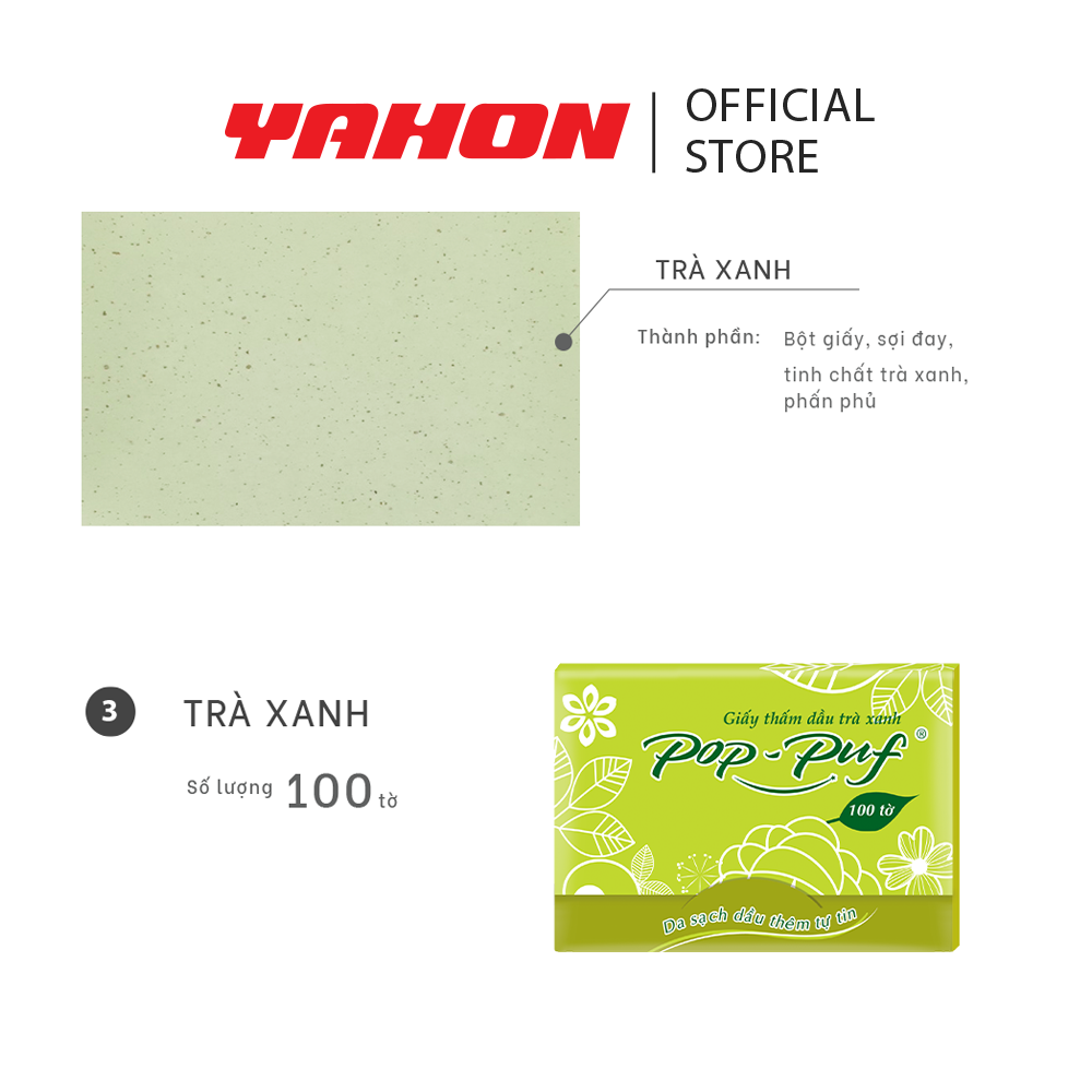 Combo 3 Hộp Giấy Thấm Dầu POP-PUF (Màu Ngẫu Nhiên), 100 Tờ/Hộp
