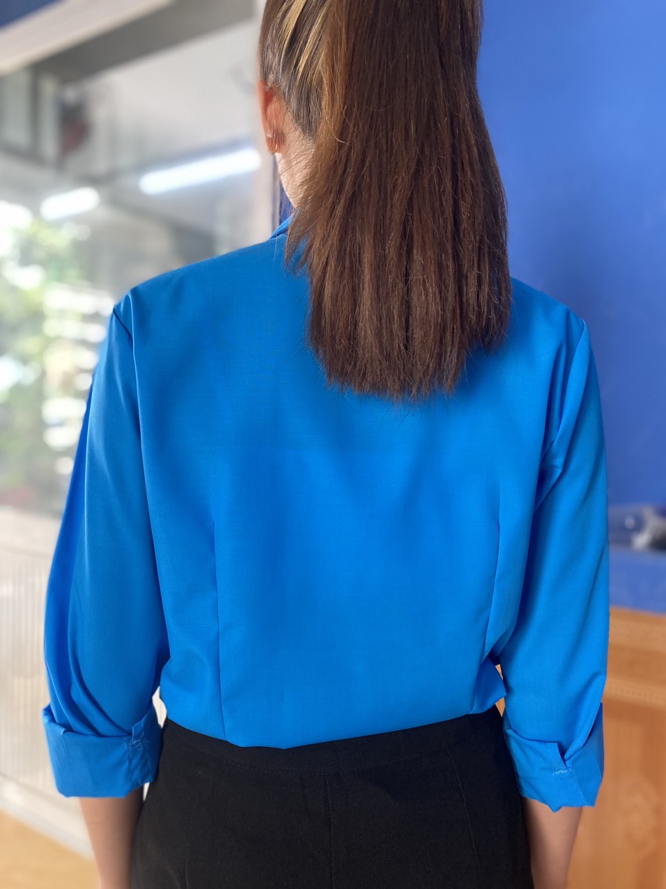 Áo công đoàn sơ mi cao cấp dáng công sở, logo thêu
