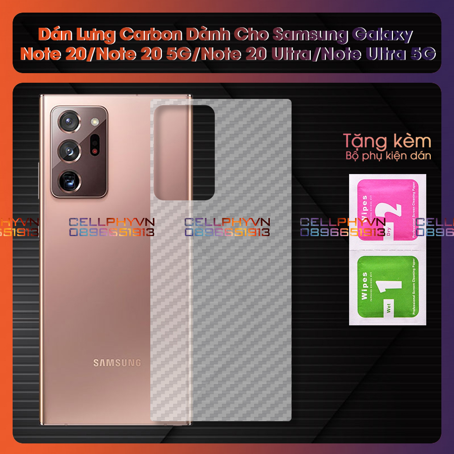 Miếng dán lưng cacbon dành cho samsung galaxy note 20 / note 20 5g / note 20 ultra / note 20 ultra 5g