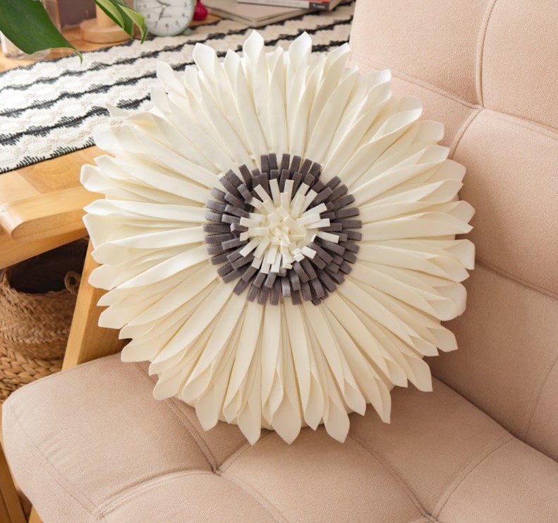 Vỏ gối tựa lưng, gối sofa đính hoa hướng dương sang trọng