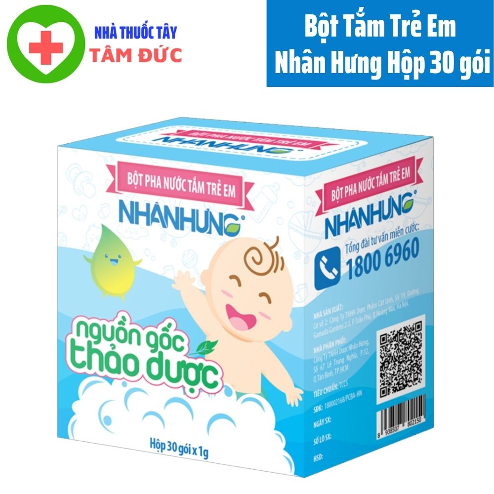 Bột tắm trẻ em Nhân Hưng - Hộp lớn 30 gói