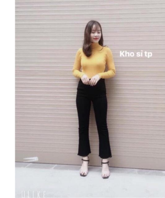 Quần jean nữ ống loe màu đen chất giãn ole-0/31