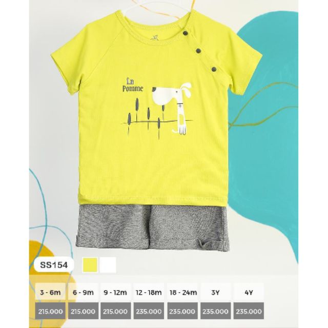 Bộ cộc tay Lapomme sợi tre cho bé 9m - 5Y