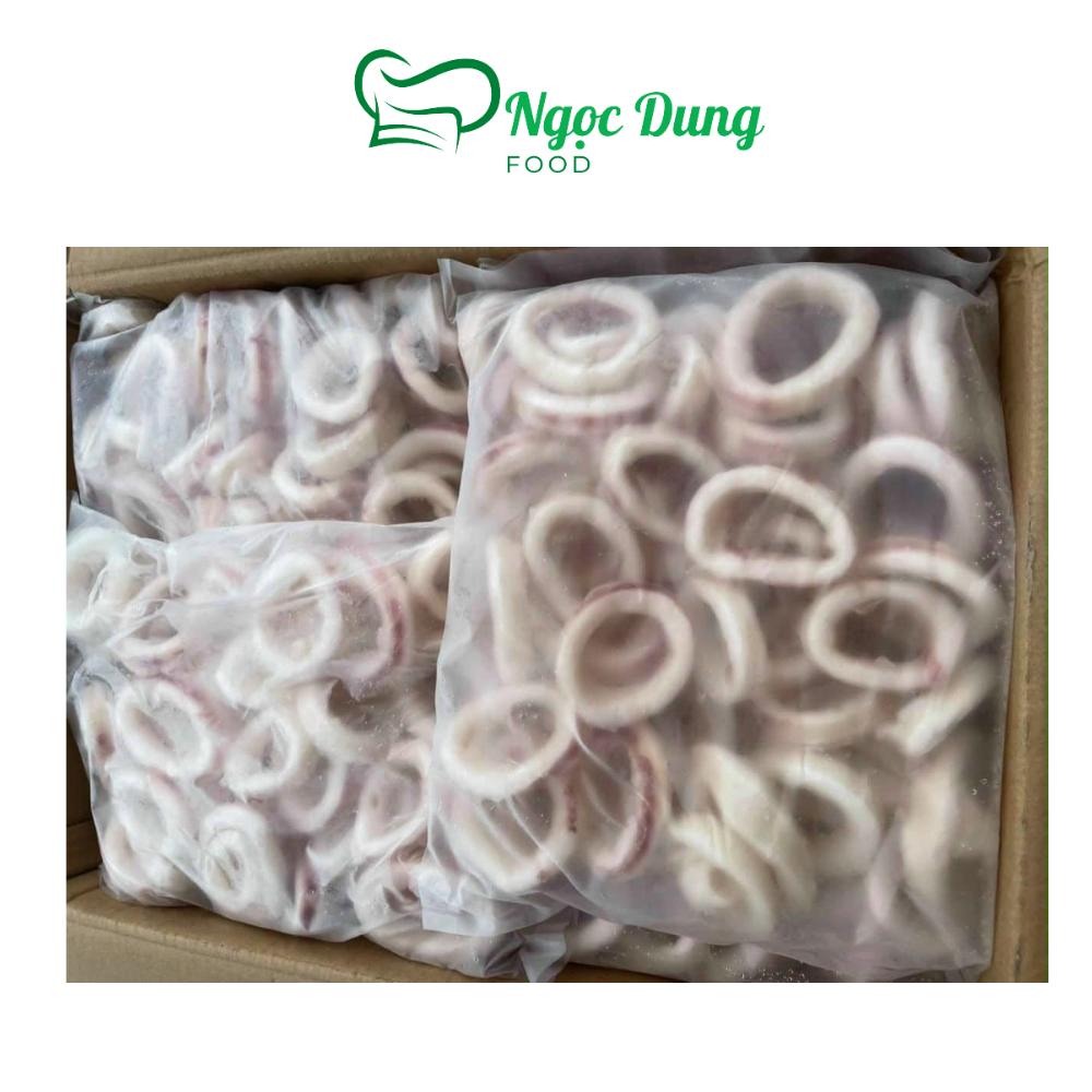 Mực cắt khoanh, mực vòng bịch 1kg net 5 (giao 2h tphcm)
