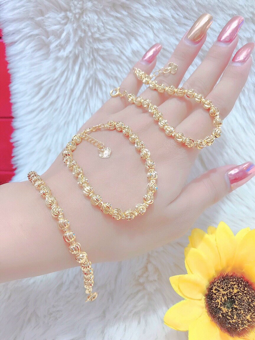 Lắc tay bi kiểu chạm mạ vàng 18k