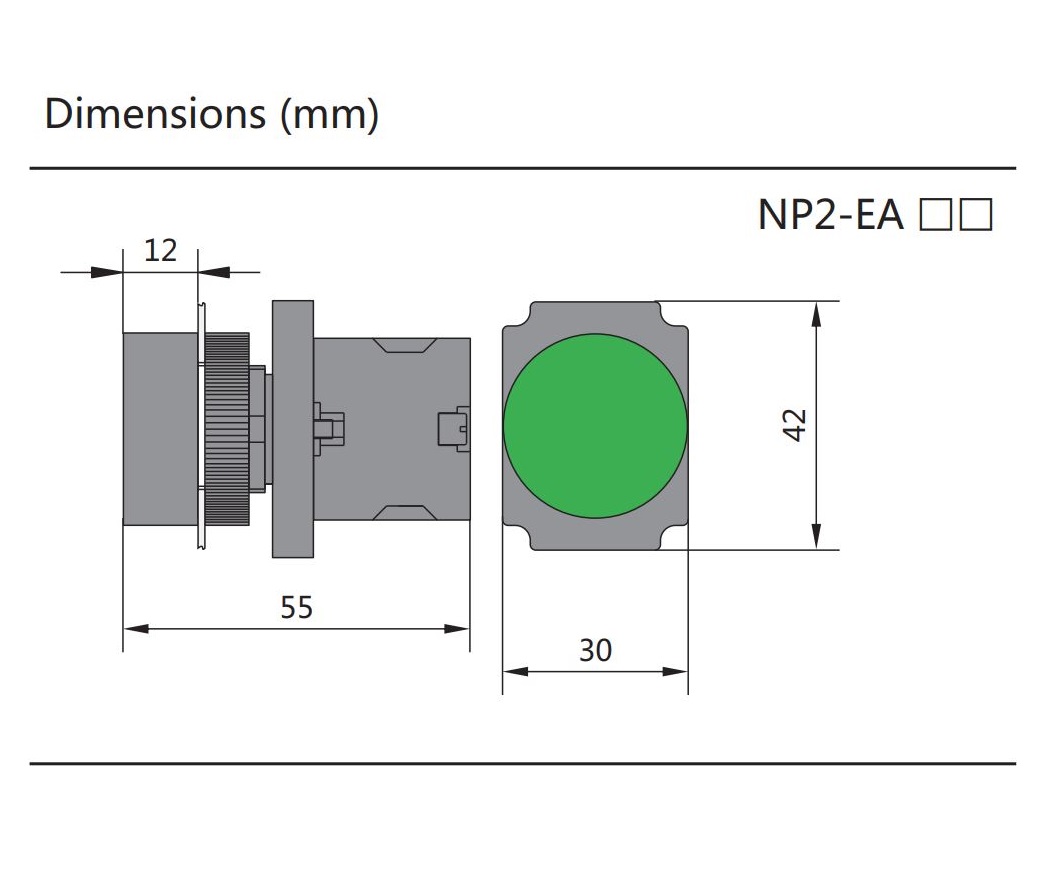 Nút nhấn nhả Đỏ Vàng Xanh không đèn phi 22,NP2-EA, Hãng Chint (Hàng Xuất Khẩu EU)