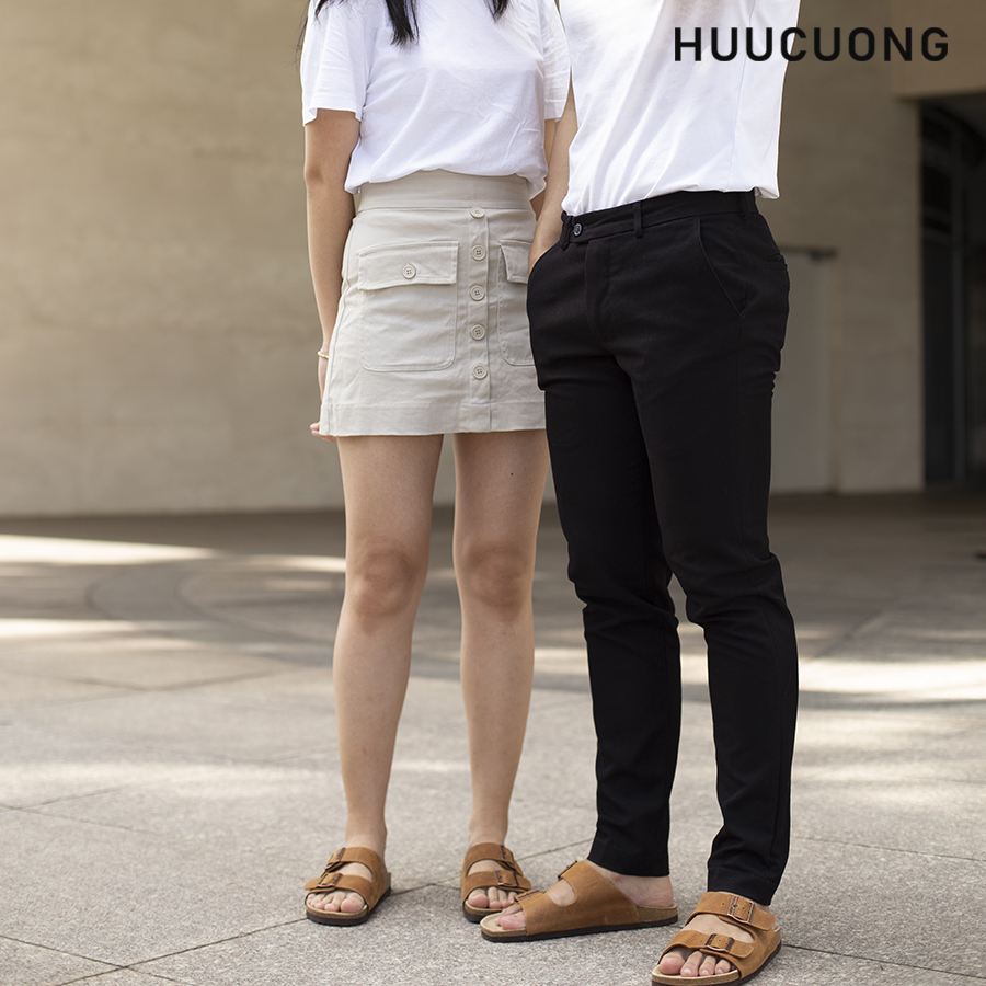 Dép unisex 2 khóa da bò nâu đế trấu
