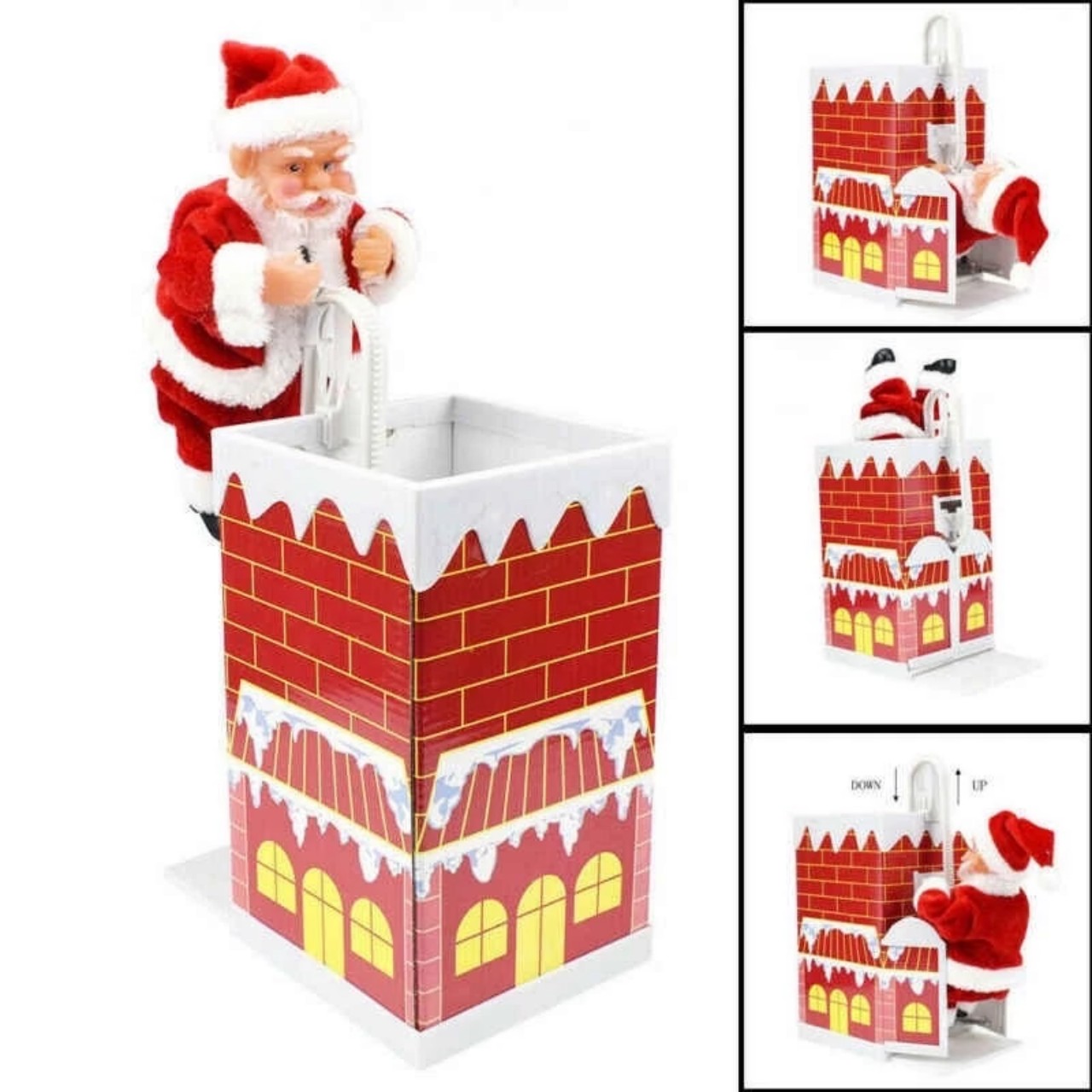Đồ chơi ông già Noel 30cm có nhạc vui nhộn, Ông già Noel đi phát quà Ông già Noel lắc mông dây