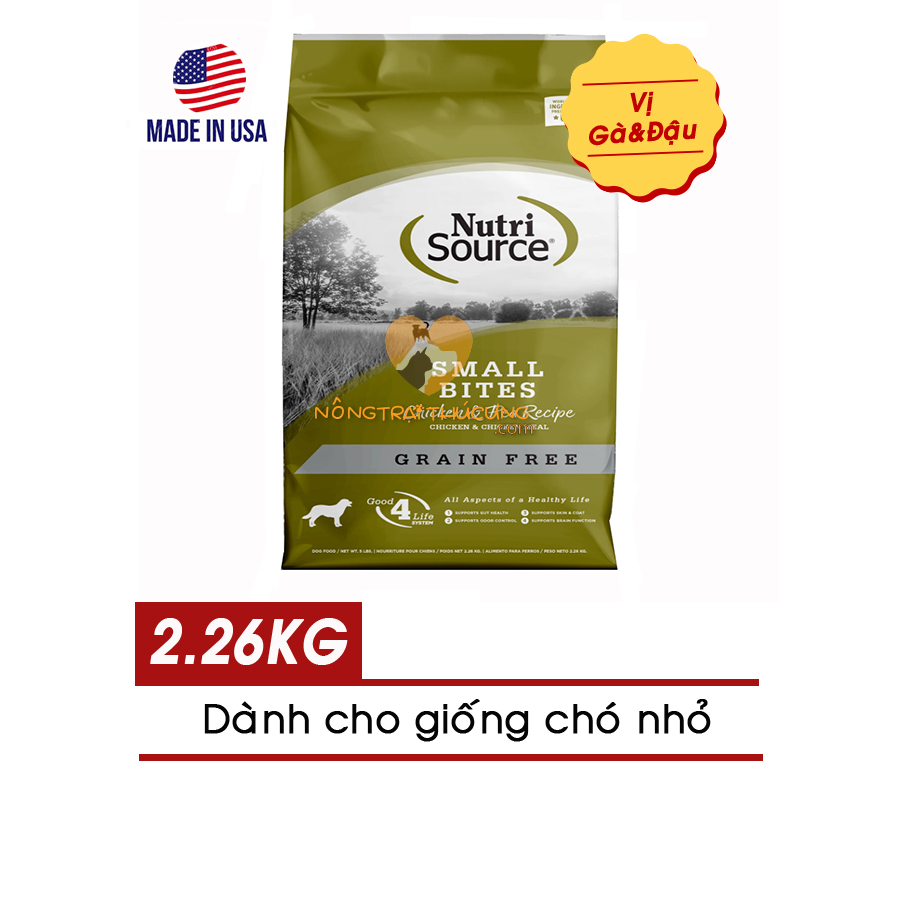 Hạt Cho Chó NUTRISOURCE Small Bites Grain Free 2.26kg - Vị Gà Và Đậu Hà Lan - [Nông Trại Thú Cưng]