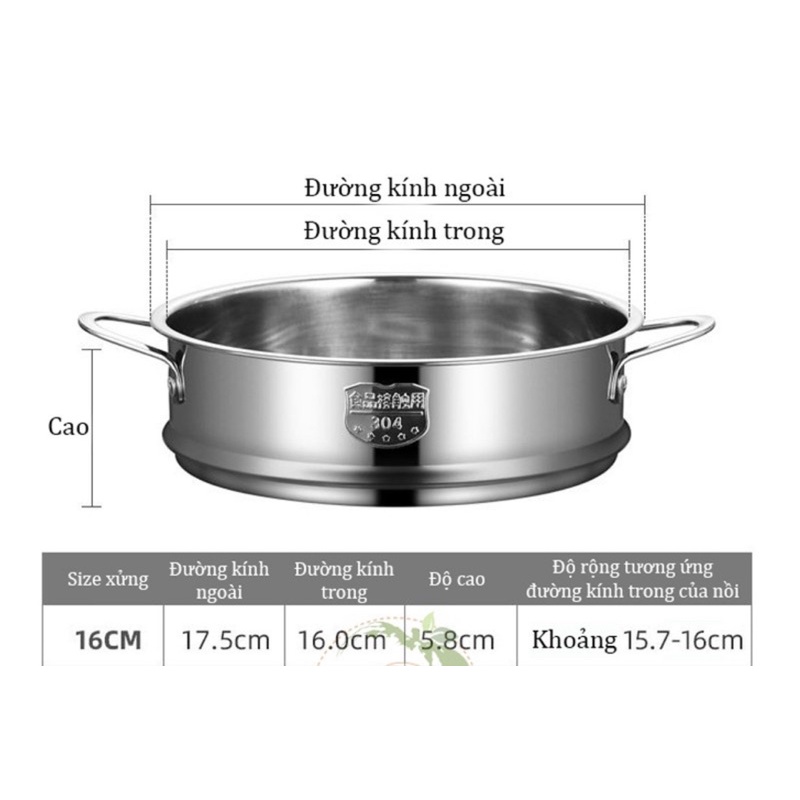 Xửng hấp đồ ăn inox 304 size mini 16cm