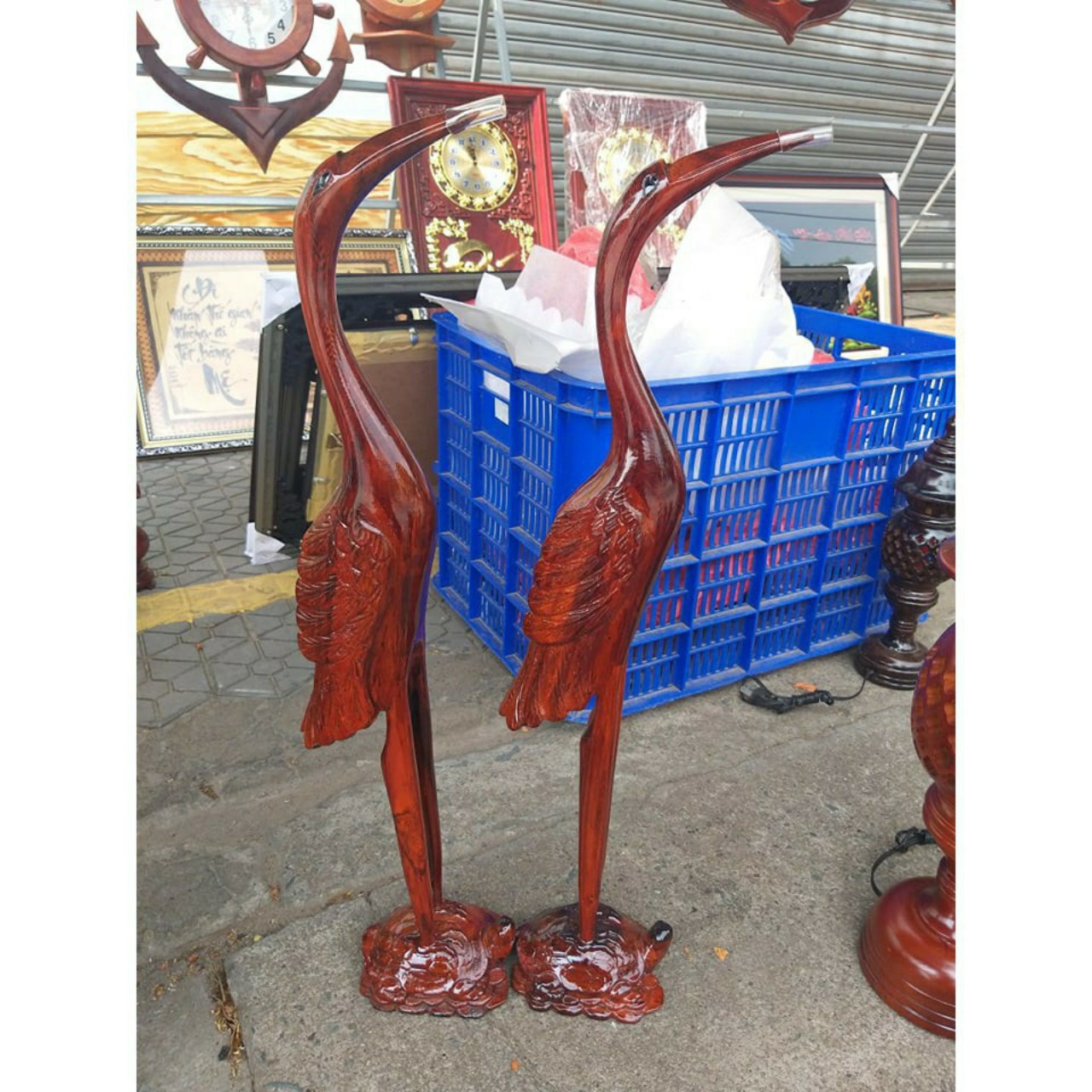Cặp Hạc thờ bằng gỗ xoan đào
