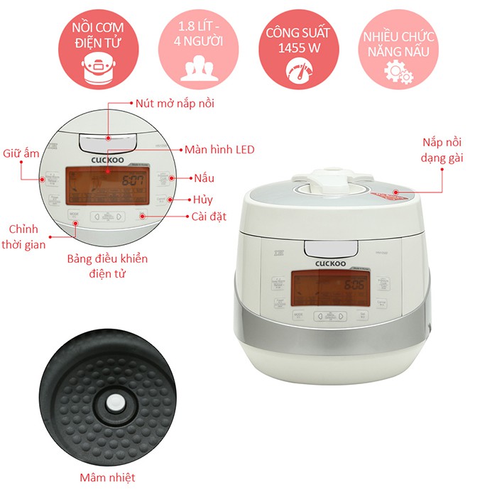 [HCM][Trả góp 0%]Nồi Cơm Điện Tử Cuckoo CRP HN1056F (1.8 L)