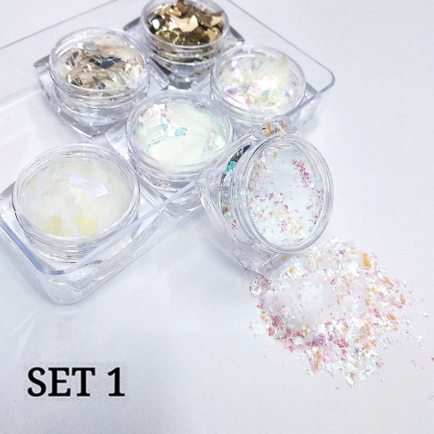 [HCM]Set 6 hũ thủy tinh vụn trang trí móng