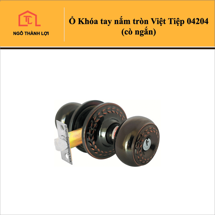 Ổ khóa tay nắm tròn Việt Tiệp 04204 màu vàng đen