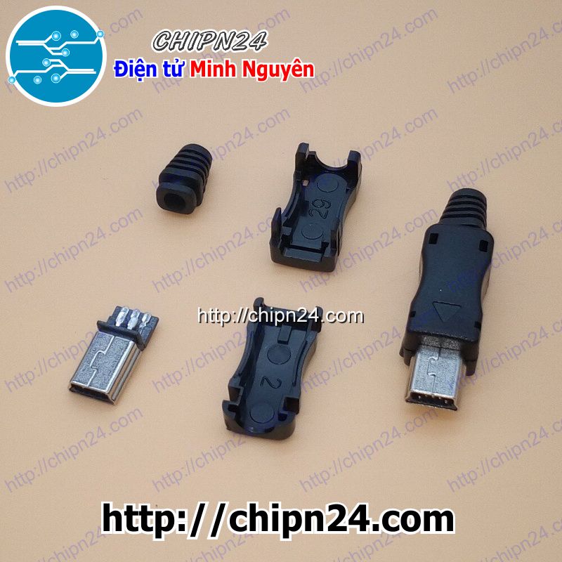 [2 cái] (LKC) Đầu+Vỏ nhựa Mini USB V1 (USB Hàn dây)