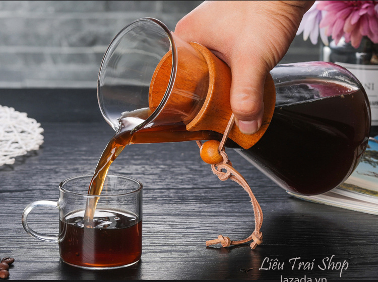 Bình chemex pha cà phê pour over drip brew v60 thủy tinh