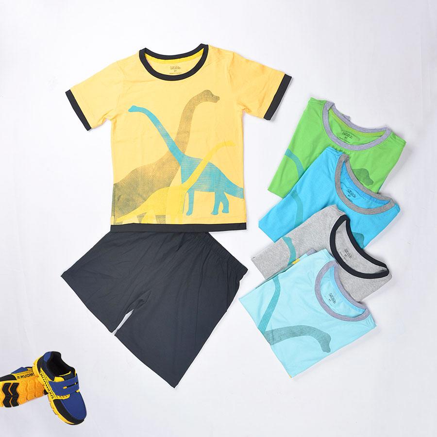 Đồ Bộ Thun Bé Trai In Hình Khủng Long Cotton 100% Chất Đẹp cho Bé 9 - 12 Tuổi (Có Size Lớn)