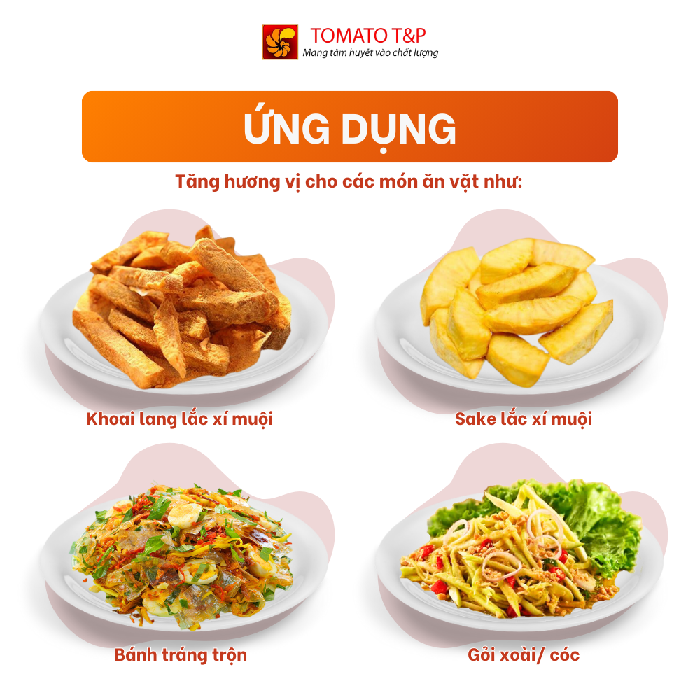 Bột Xí Muội Volcano dùng để lắc khoai lang, chấm trái cây, pha chế trà dâu - Gói 1Kg - Tomato T&P