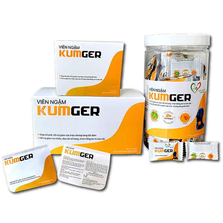 Kẹo ngậm ho Kumger (Hũ 100 viên) - hỗ trợ bổ phế, giảm ho, giảm đau họng