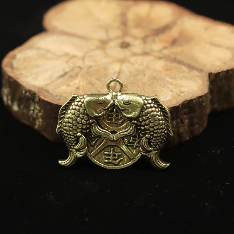 Tượng Phong Thủy Hình Song Ngư Đồng Tiền (Kích Thước: 4.1cm x 3.3cm)