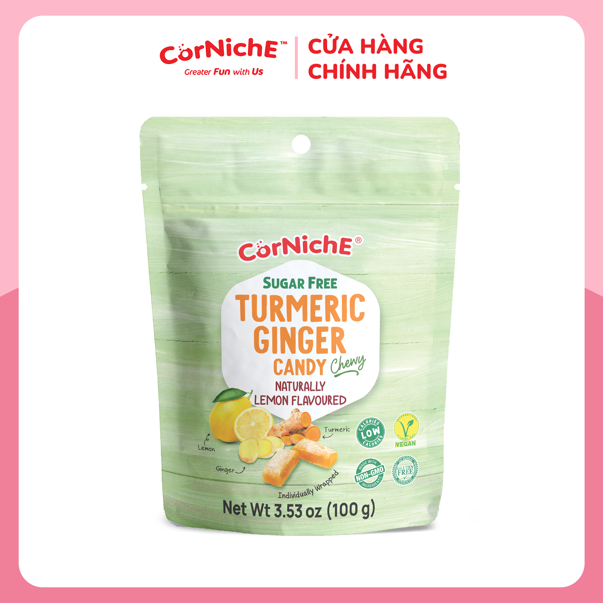 Kẹo gừng nghệ không đường hiệu Corniche 100g