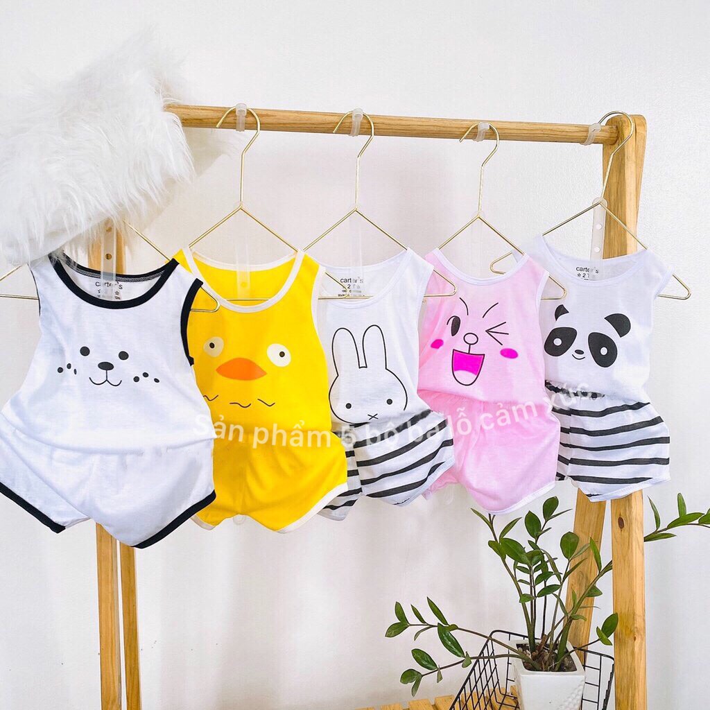 Set 5 bộ đồ hè cotton cúc vai cho bé yêu