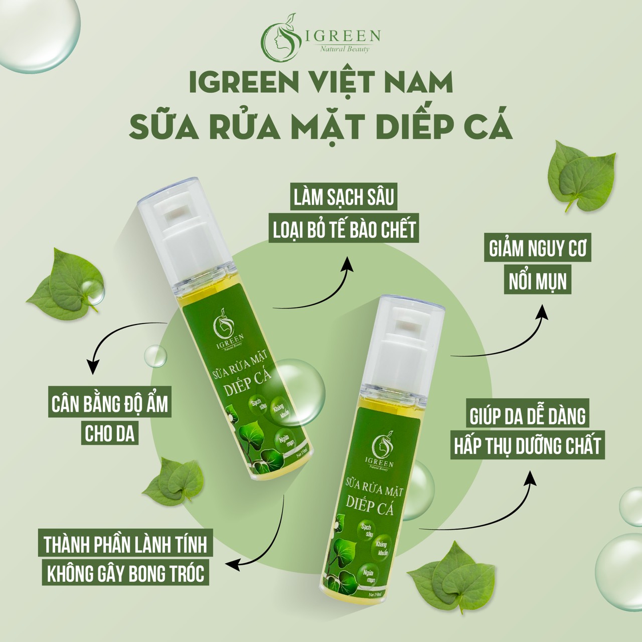 Combo sữa rửa mặt diếp cá và serum diếp cá