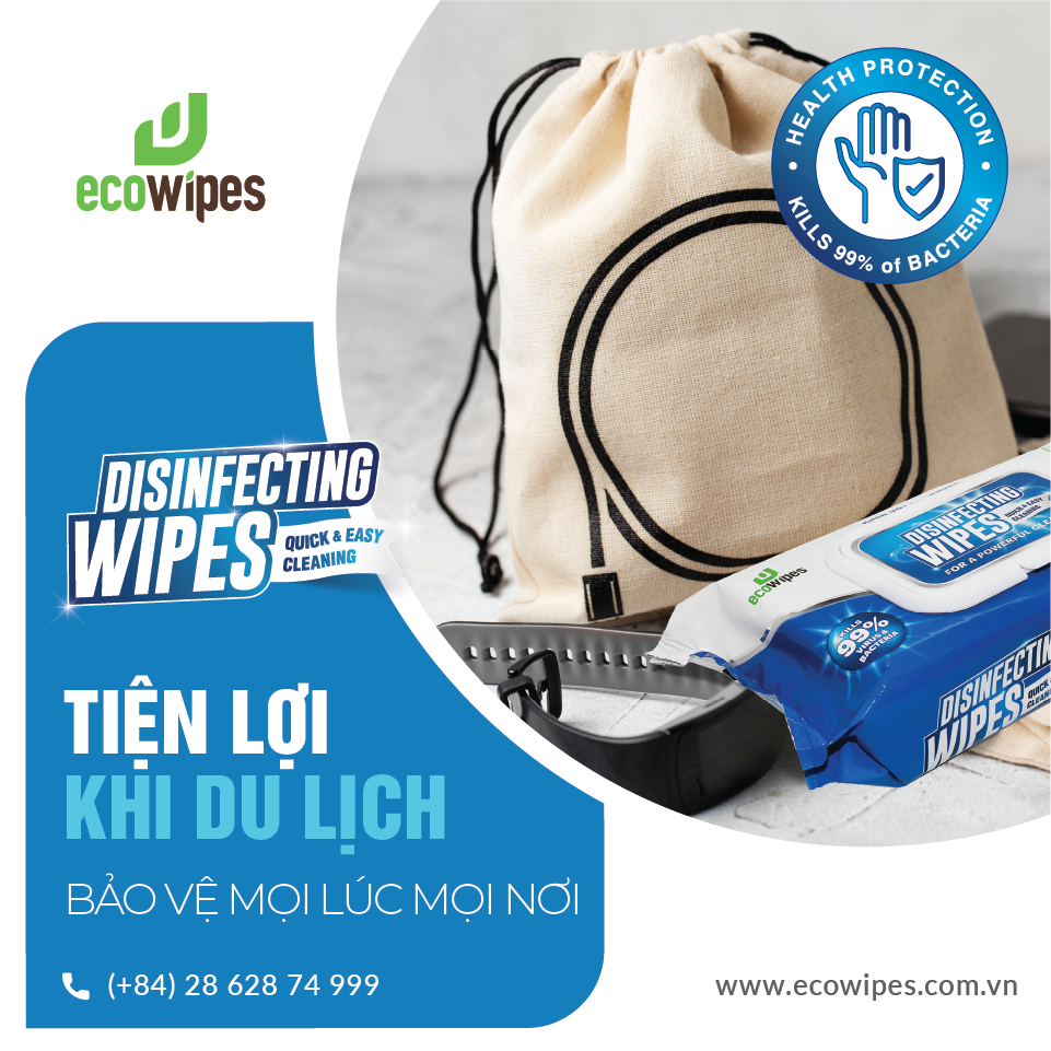 Khăn Ướt Cồn Ecowipes - Combo 10 gói (60MIẾNG/GÓI)