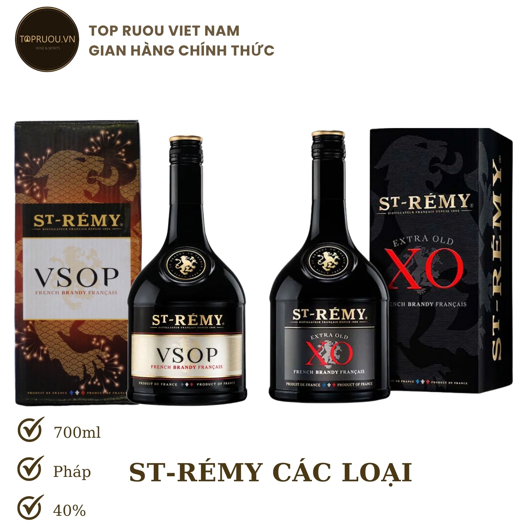 [TopRuouVietNam] Rượu Brandy St-Remy VSOP - XO 700ml [Hàng Thật]
