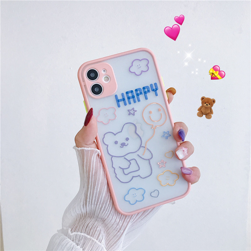 Ốp Lưng Nhám Chống Sock Va Đập Bảo Vệ Camera Happy Bear