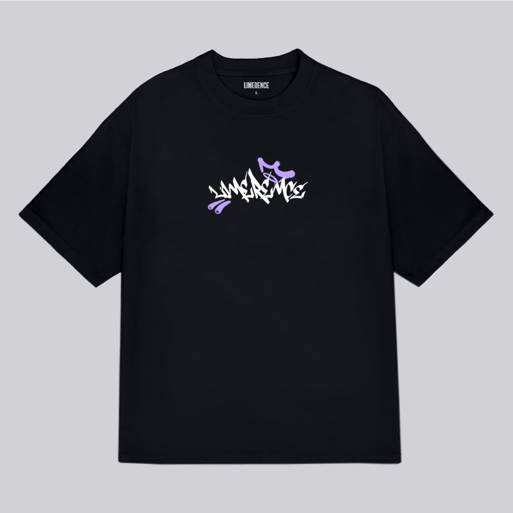 Áo thun form rộng LIMERENCE - Basic Tee Graffiti tím cotton cao cấp co giãn, dày dặn Local Brand
