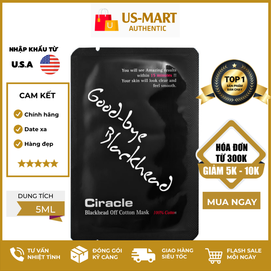 [HCM]Miếng Đẩy Mụn Đầu Đen Ciracle Goodbye Blackhead Off Cotton Mask