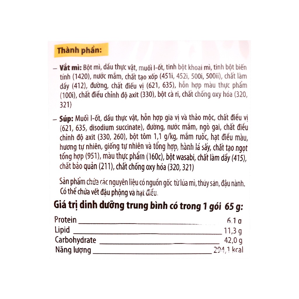 Thùng 30 gói mì KOKOMI tôm chua cay 65g
