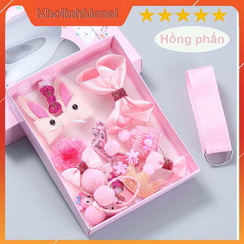 [HCM]Hộp kẹp tóc 18 món- hộp nơ kẹp tóc-