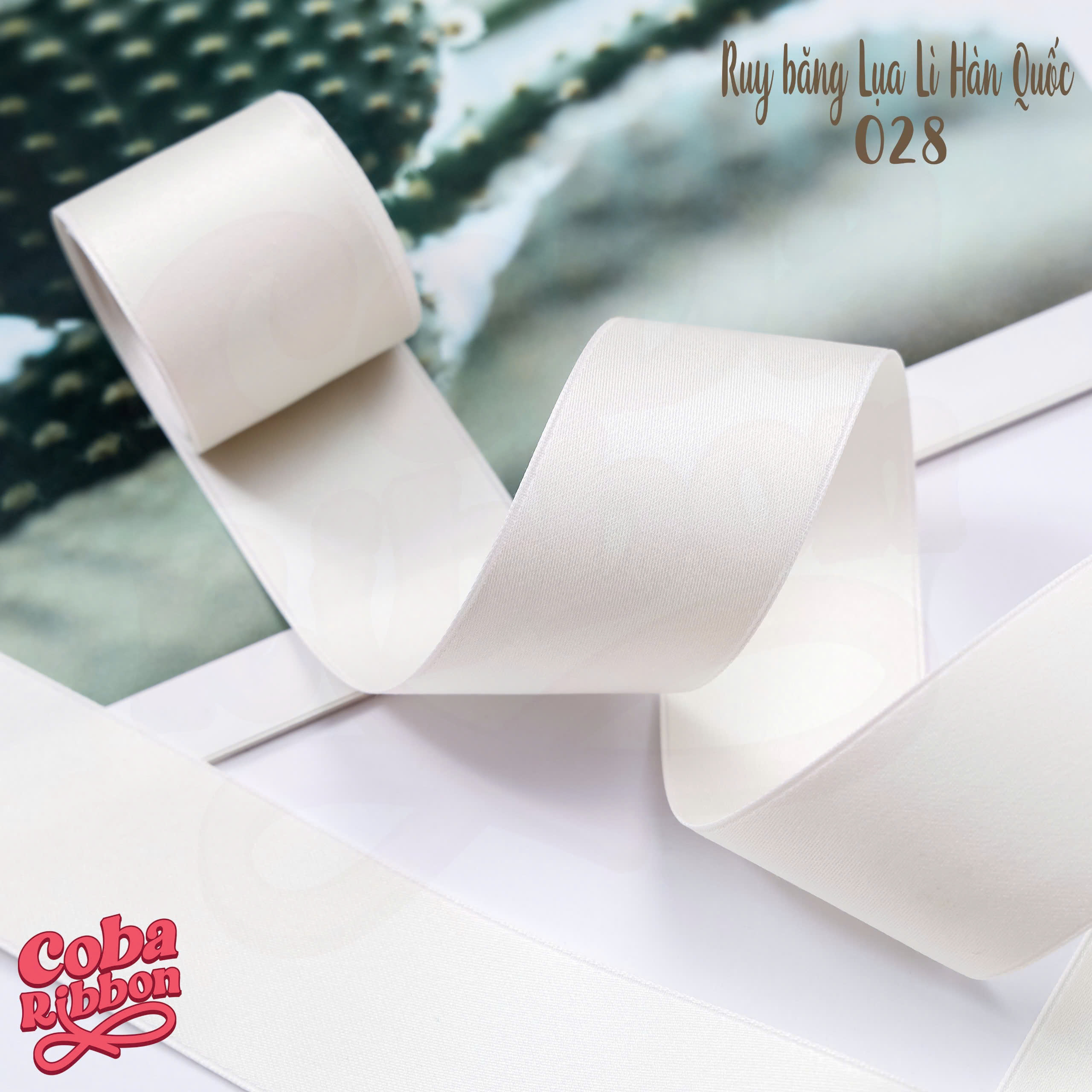 3 mét - Ruy băng lụa mờ Hàn Quốc 2 mặt dày dặn