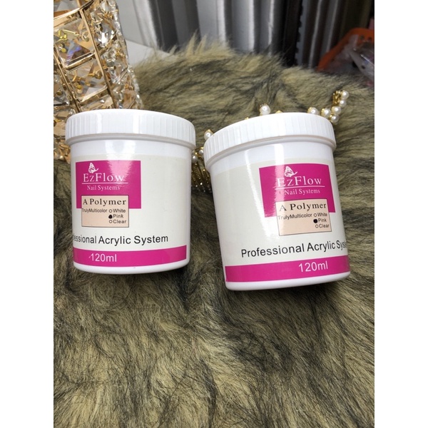 Bột đắp móng ezflow 120ml sẵn đủ màu white,pink,clear