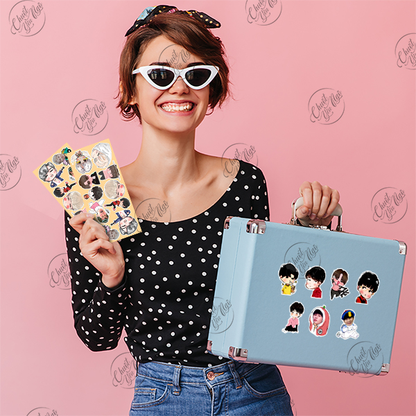 Combo 100 sticker meme JACK J97 hình dán phương tuấn meo meo đom đóm trang trí điện thoại laptop