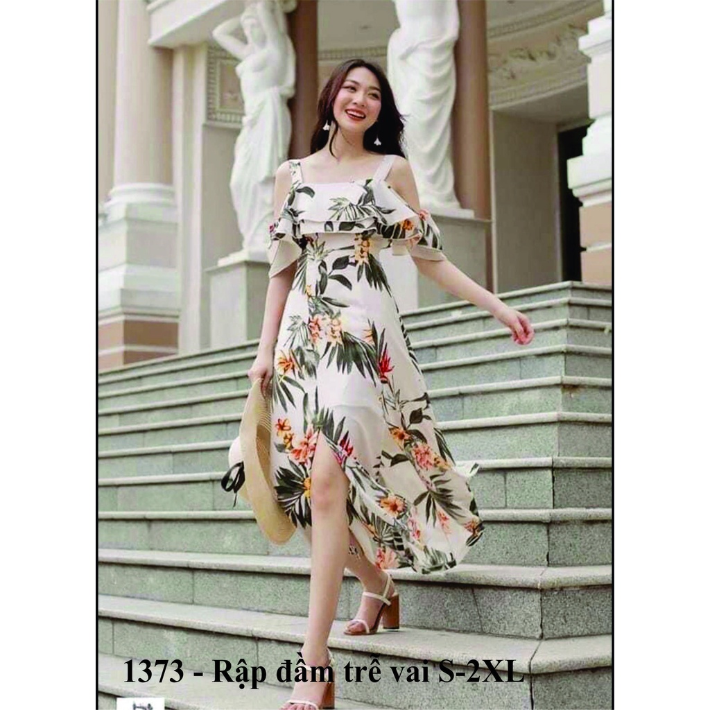 Rập giấy đầm trễ vai mã 1373